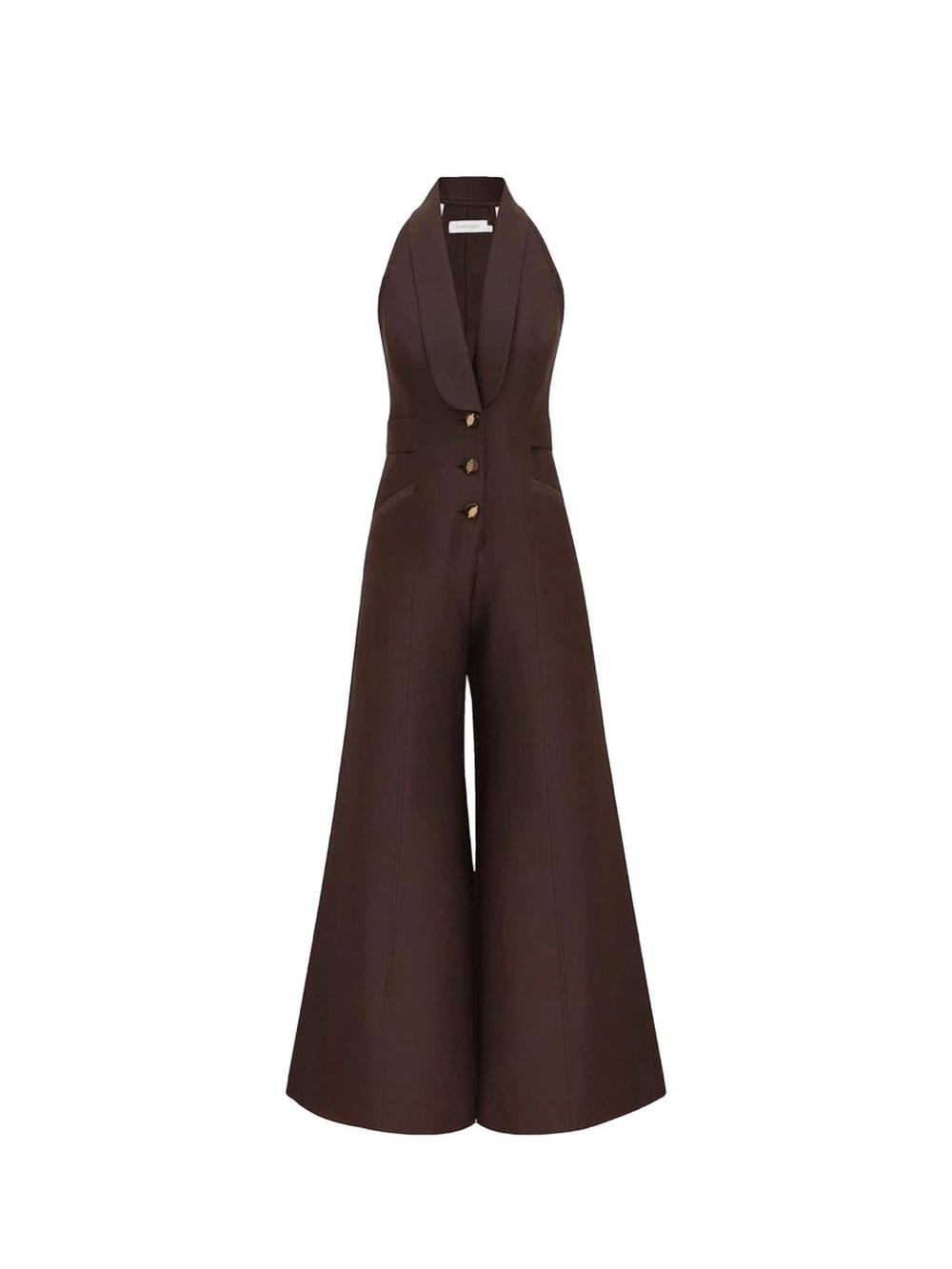 Zimmermann Alchemy Tuxedo - Brown Halter Wide-Leg Jumpsuit